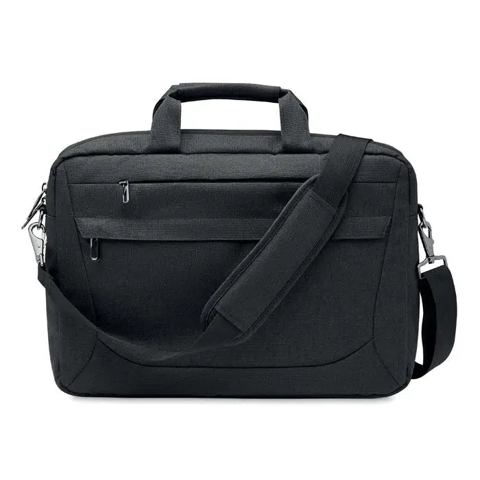 Geanta laptop 600 rpet neagra texturata cu bretea de umar reglabila si maner superior