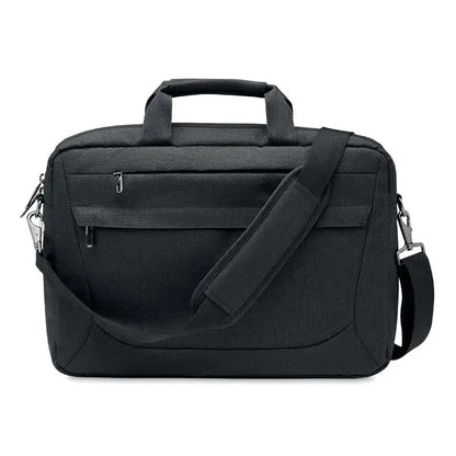 Geanta laptop 600 rpet neagra texturata cu bretea de umar reglabila si maner superior