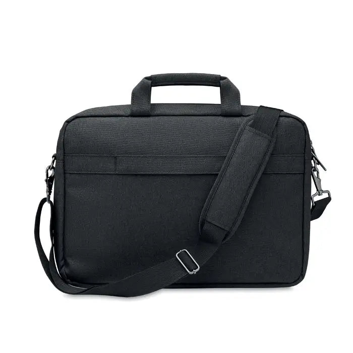 Geanta laptop 600 rpet neagra texturata cu bretea ajustabila si maner superior pentru laptop