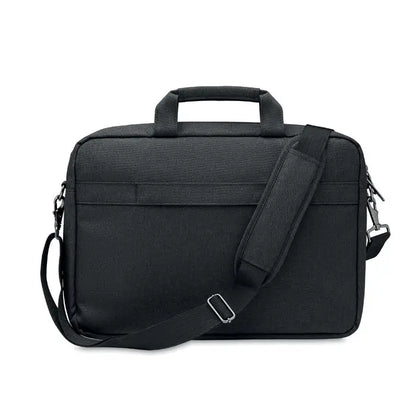 Geanta laptop 600 rpet neagra texturata cu bretea ajustabila si maner superior pentru laptop