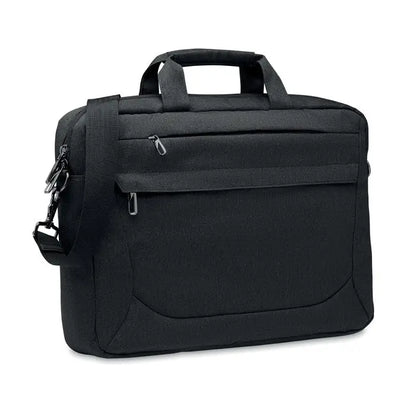 Geanta laptop 600 rpet neagra texturata cu maner de sus si curea de umar reglabila pentru laptop