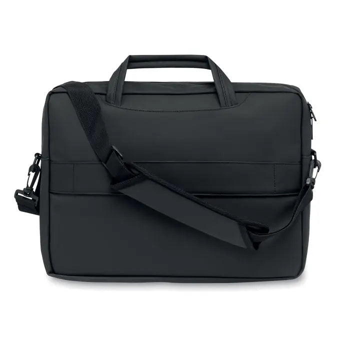 Geanta laptop de 15 inchi neagra cu design minimalist si curea de umar reglabila