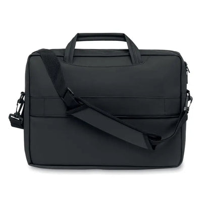 Geanta laptop de 15 inchi neagra cu design minimalist si curea de umar reglabila