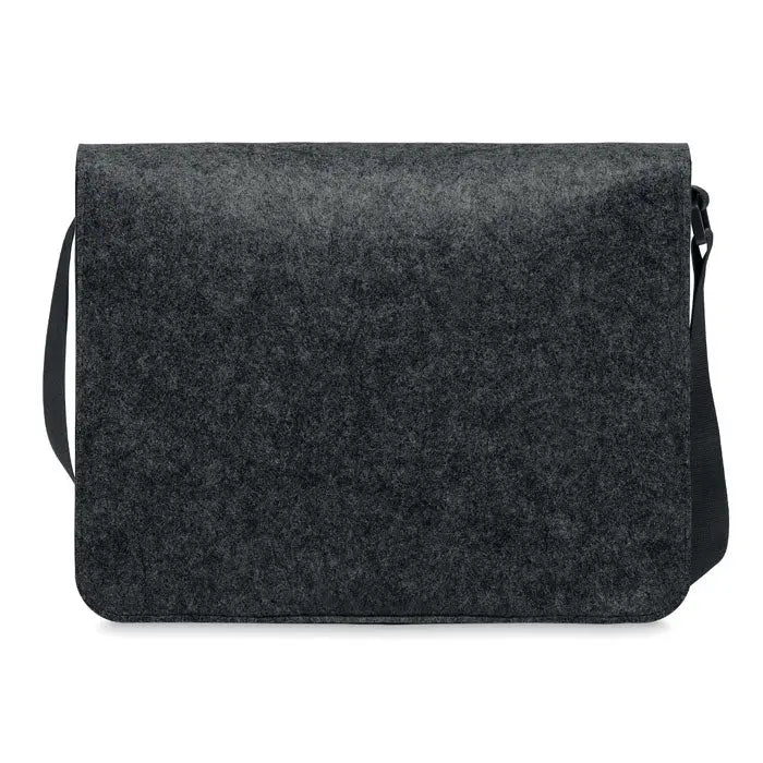 Geanta laptop din fetru rpet neagra cu design minimalist si curea reglabila pentru utilizare confortabila