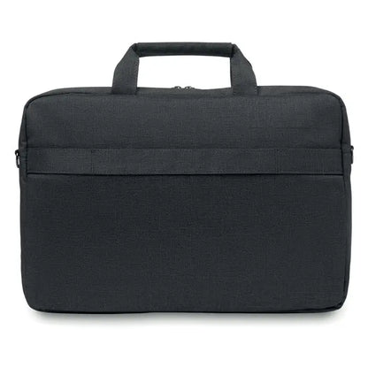 Geanta laptop in 2 tonuri 360d neagra texturata cu maner superior si curea frontala pentru transport laptop