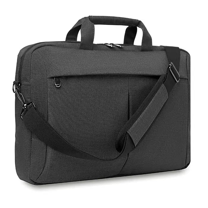 Geanta laptop in 2 tonuri 360d bagaj laptop texturat gri inchis cu maner superior si bretea reglabila