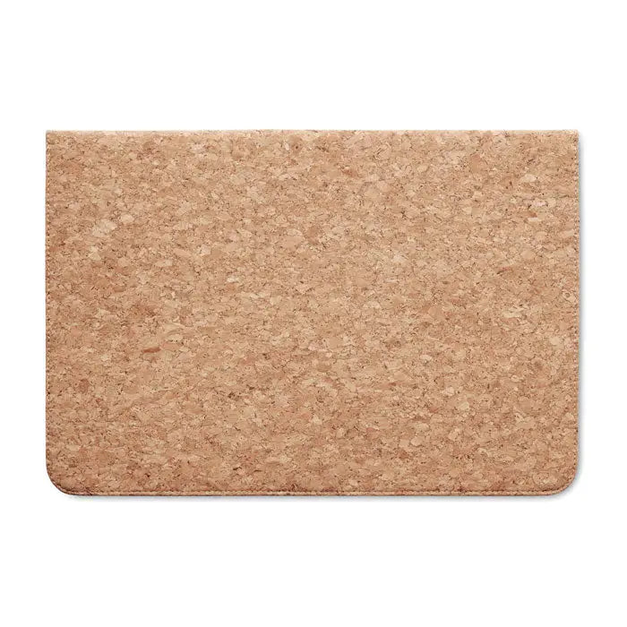 Geanta laptop pluta clapa magnetica cu suprafata dreptunghiulara din pluta naturala maro deschis si colturi rotunjite