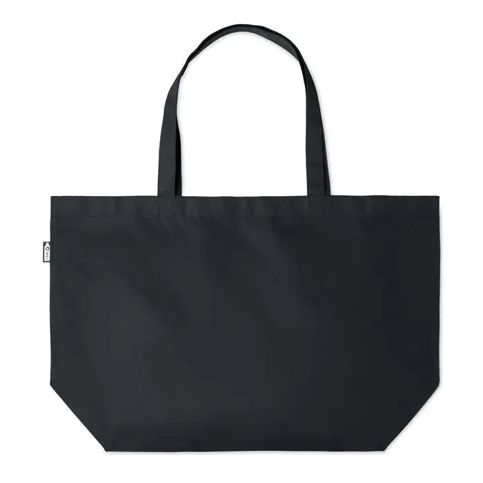 Geanta mare de cumparaturi 600d rpet din panza neagra cu manere rezistente si design minimalist