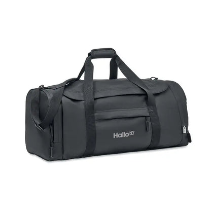 Geanta mare de sport din 300d rpet neagra hello ny cu manere intarite si mai multe compartimente cu fermoar