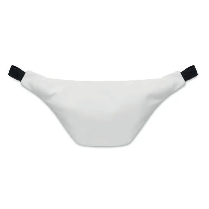 Geanta moale din PU alba cu curele elastice negre pentru purtare practica si stil minimalist