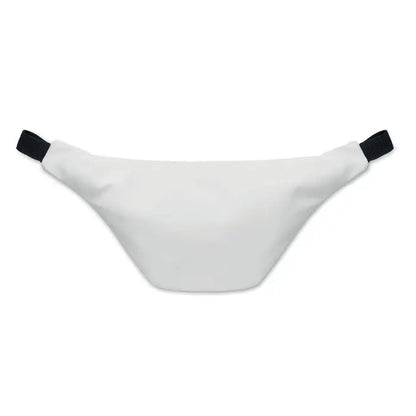 Geanta moale din PU alba cu curele elastice negre pentru purtare practica si stil minimalist