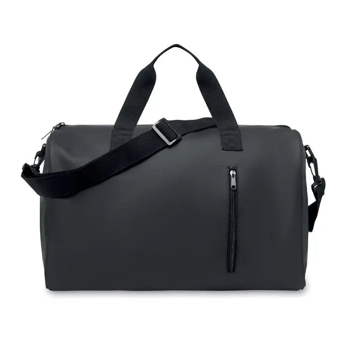 Geanta moale pu neagra cu finisaj mat si barete din material rezistent pentru transport durabil