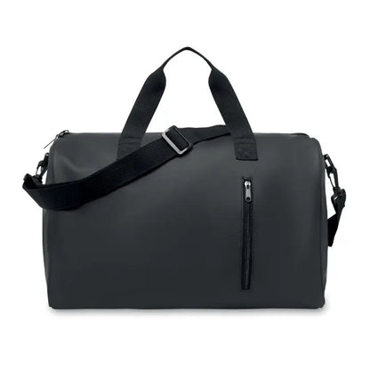 Geanta moale pu neagra cu finisaj mat si barete din material rezistent pentru transport durabil