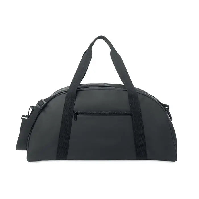 Geanta moale pu neagra din material durabil cu manere rezistente si buzunar frontal cu fermoar