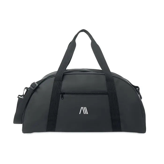 Geanta moale pu neagra din material rezistent cu manere solide si logo alb pe fata
