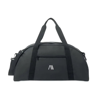 Geanta moale pu neagra din material rezistent cu manere solide si logo alb pe fata