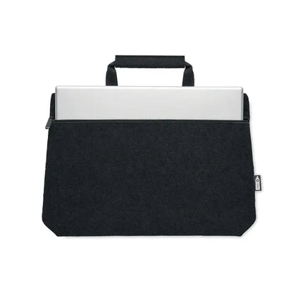 Geanta pentru laptop neagra din fetru RPET cu maner superior si inchidere cu fermoar pentru protectie practica