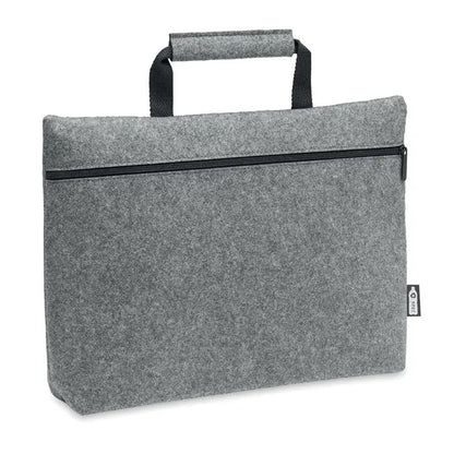 Geantă pentru laptop din fetru gri cu fermoar negru și mâner pentru protecție și transport facil