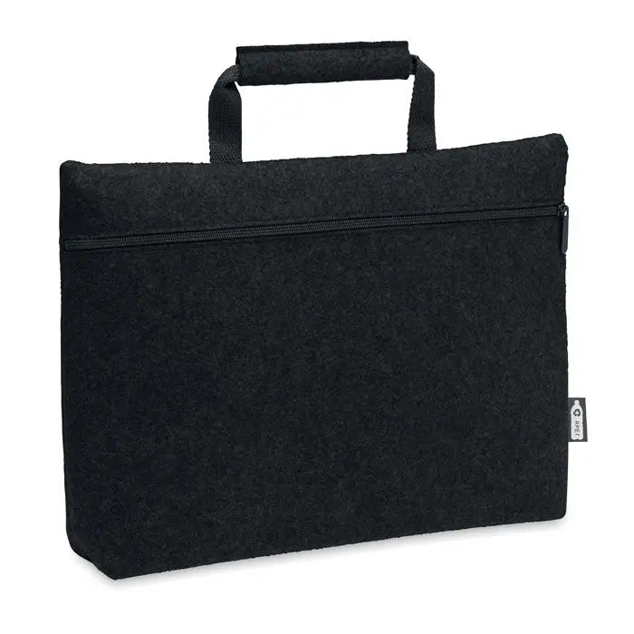 Geanta pentru laptop neagra din fetru rpet cu maner superior si fermoar pentru inchidere sigura
