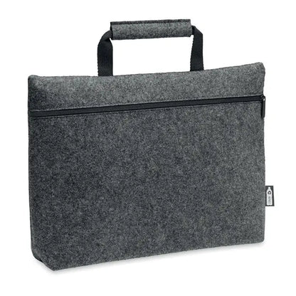 Geanta pentru laptop din fetru gri cu fermoar negru si maner, ideala pentru protejarea laptopului
