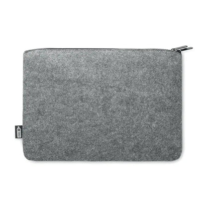 Geanta pentru laptop cu fermoar din fetru rpet gri cu fermoar negru si eticheta mica de brand