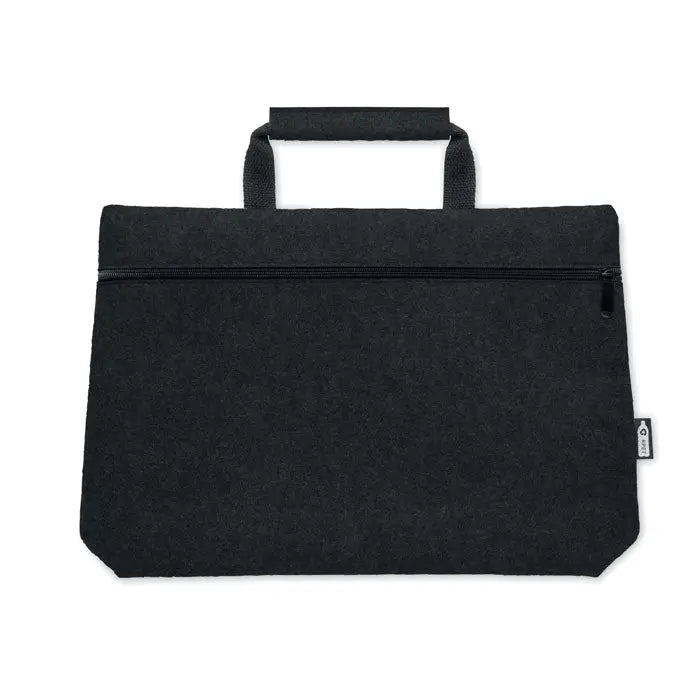 Geanta pentru laptop neagra din fetru rp et cu maner superior si inchidere cu fermoar