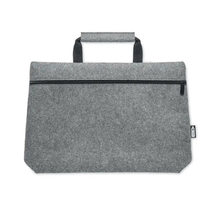 Geanta pentru laptop din fetru rpet gri cu fermoar negru si maner textil pentru transport facil