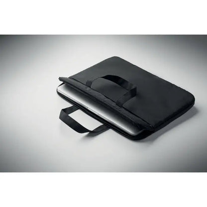 Geanta pentru laptop de 15 inchi cu design minimalist negru si manere din material rezistent