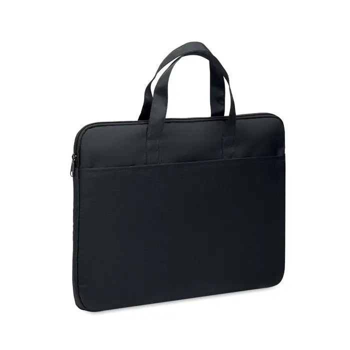 Geanta pentru laptop de 15 inchi cu maner superior si exterior din material textil rezistent, culoare neagra