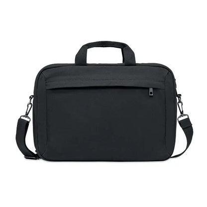 Geanta pentru laptop din panza spalata neagra cu maner superior si bretea reglabila pentru umar