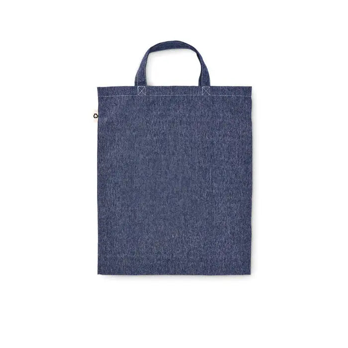 Geanta pliabila pentru cumparaturi din panza denim albastra cu manere rezistente si textura subtire tesuta
