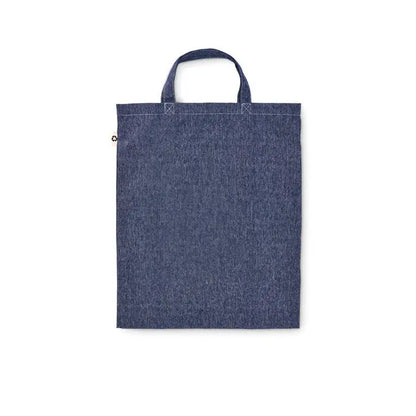 Geanta pliabila pentru cumparaturi din panza denim albastra cu manere rezistente si textura subtire tesuta