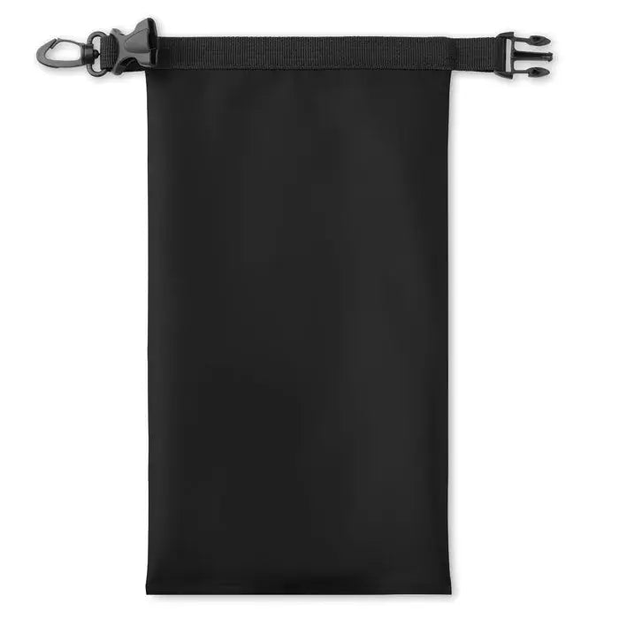 Geanta pvc rezistenta la apa mica neagra cu snur si catarama in partea de sus din material impermeabil
