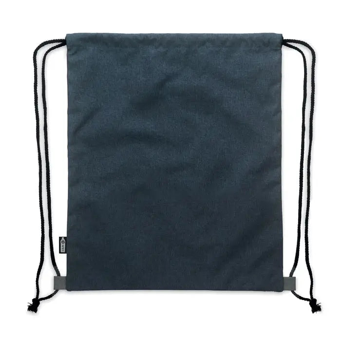 Geanta rpet pu cu snur 2 tonuri albastru inchis din panza cu sfori negre si etichete gri din material textil