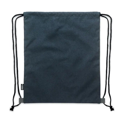Geanta rpet pu cu snur 2 tonuri albastru inchis din panza cu sfori negre si etichete gri din material textil