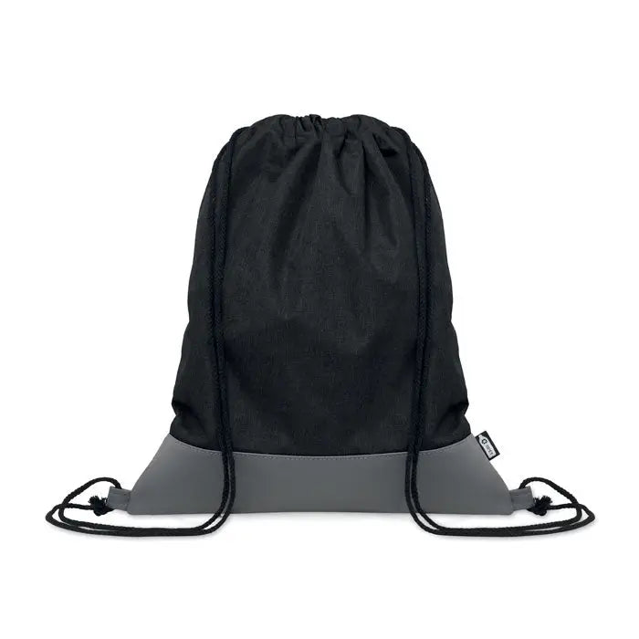 Geanta rpet pu cu snur 2 tonuri neagra cu baza gri contrastanta si snururi negre pentru purtare usoara