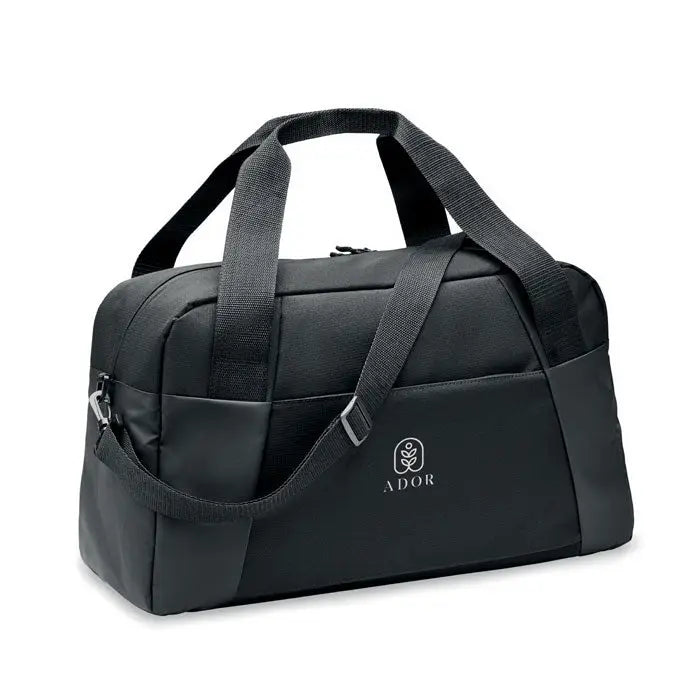 Geanta sport 300d ripstop neagra cu manere din material rezistent si design minimalist impecabil