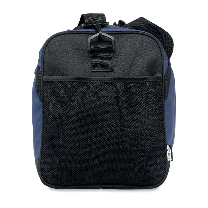 Geanta sport 600d rpet neagra cu bleumarin cu panou frontal de plasa din material rezistent