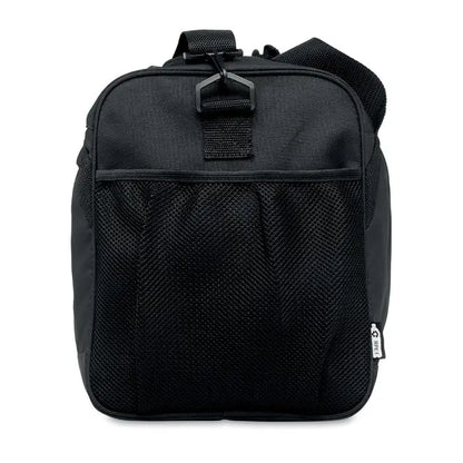 Geanta sport 600d rpet neagra din material mesh si tesatura cu maner rezistent de sus si curele laterale