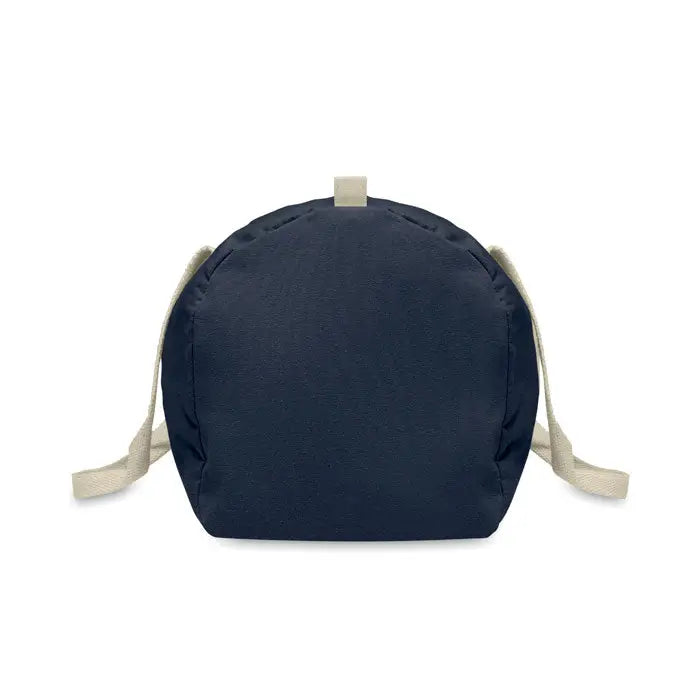 Ghiozdan sport din bumbac reciclat navy blue cu bretele bej din material textil