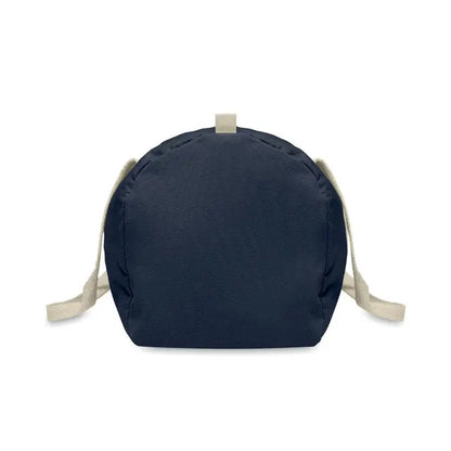 Ghiozdan sport din bumbac reciclat navy blue cu bretele bej din material textil