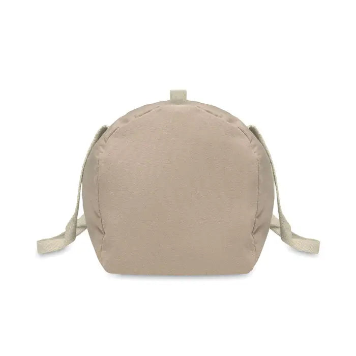 Beige geanta sport din bumbac reciclat cu bretele asortate si maner mic superior