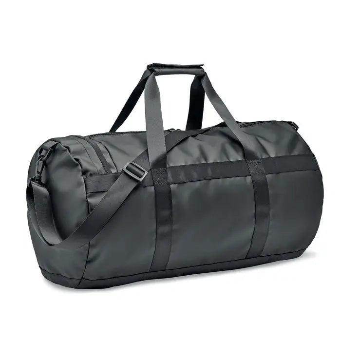 Geanta sport din prelata 50c neagra cu design minimalist si curele intarite pentru rezistenta sporita