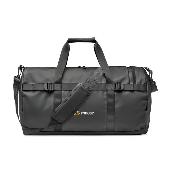 Geanta sport din prelata 50c neagra cu bretele intarite si finisaj durabil din material rezistent
