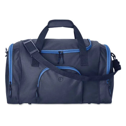 Geanta sport din 600D bleumarin cu fermoar albastru si bretea neagra pentru umar