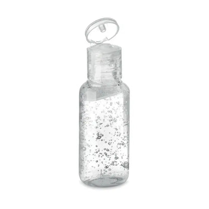 Gel de curatare maini 50 ml in sticla transparenta cu capac rabatabil si bule vizibile in gel