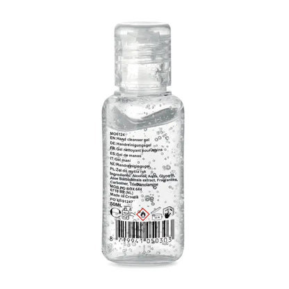 Gel de curatare maini 50 ml in recipient transparent din plastic cu capac flip-top si bule vizibile in gel