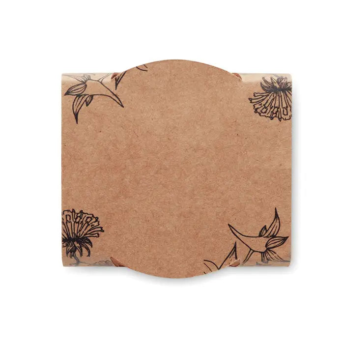 Eticheta din hartie kraft maro cu ilustratii florale din cerneala neagra pentru ghiveci de teracota floarea soarelui
