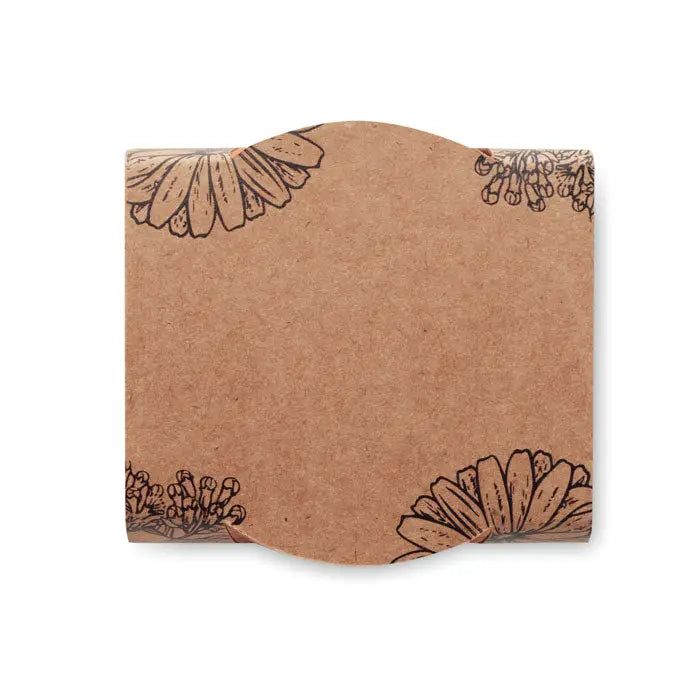 Notepad din hartie kraft maro cu ilustratii florale negre pe margini pentru ghiveci de teracota nu ma uita