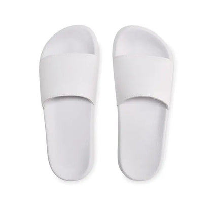 Slide albe minimaliste din material neted antialunecare marimea 36 37 pentru confort si siguranta